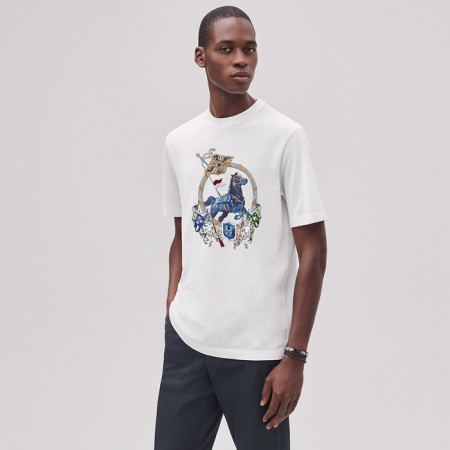 에르메스 남성 라운드 반팔티 - Hermes Mens Round Tshirt - hec6427x