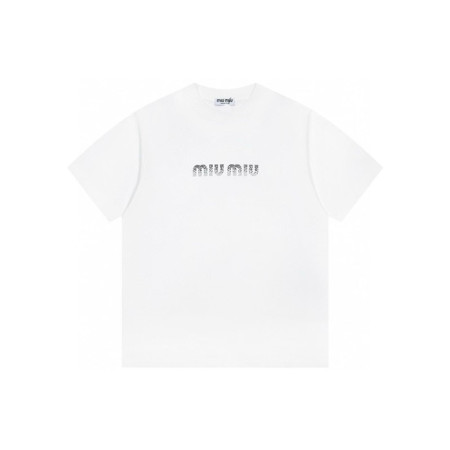 미우미우 남/녀 라운드 반팔 티셔츠 - Miumiu Unisex Round Tshirt - mic6499x