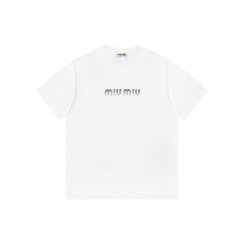 미우미우 남/녀 라운드 반팔 티셔츠 - Miumiu Unisex Round Tshirt - mic6499x