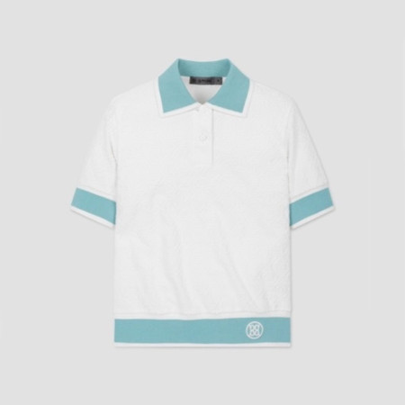 [G/FORE] 지포어 여성 테리 자카드 쇼츠 슬리브 폴로 - gol1627x