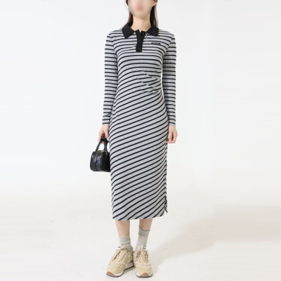 [당일배송] 미우미우 여성 스트라이프 셔링 롱 드레스 - dd801x