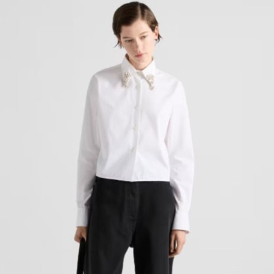 [당일배송] 프라다 여성 포플린 자수 셔츠 - dd803x