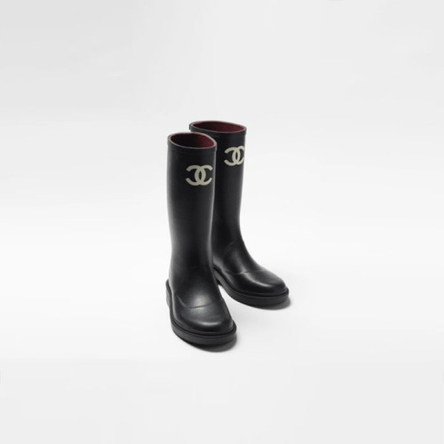 [당일배송] 샤넬 여성 CC로고 러버부츠 카우초크 블랙 레인부츠 - dd806x