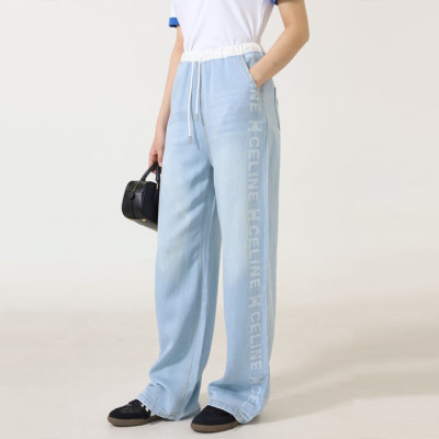 [당일배송] 셀린느 여성 뉴트럴 옆로고 와이드 데님 팬츠 - dd822x