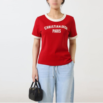 [당일배송] 디올 여성 로고 코튼 저지 반팔티셔츠 - dd824x