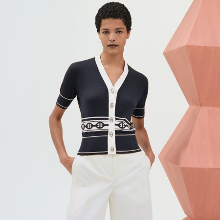 에르메스 여성 브이넥 반팔티 - Hermes Womens V-neck Tshirt - hec6530x