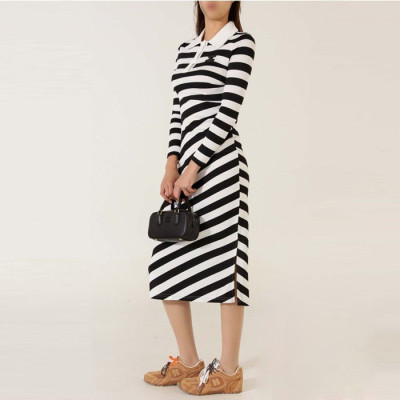 [당일배송] 셀린느 여성 스트라이프 셔링 폴로 원피스 - dd856x