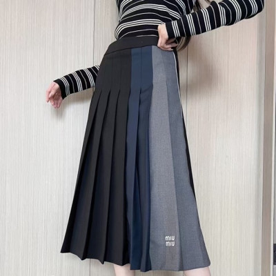 [당일배송] 미우미우 여성 미우미우 배색 치마 - dd934x