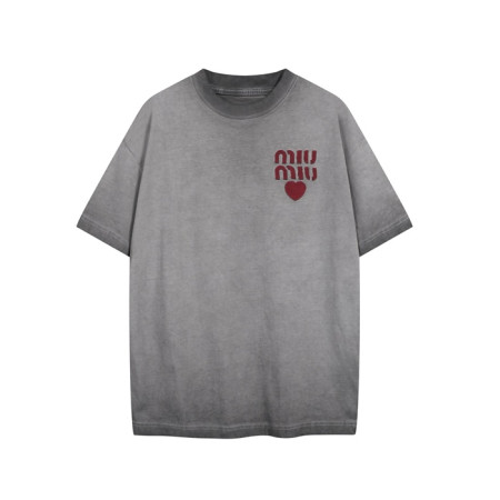 미우미우 남/녀 라운드 반팔 티셔츠 - Miumiu Unisex Round Tshirt - mic6554x