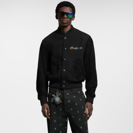 루이비통 남성 레더 믹스 바시티 블루종 - Louis vuitton Mens Leather Mix Varsity Blouson - lvc6574x