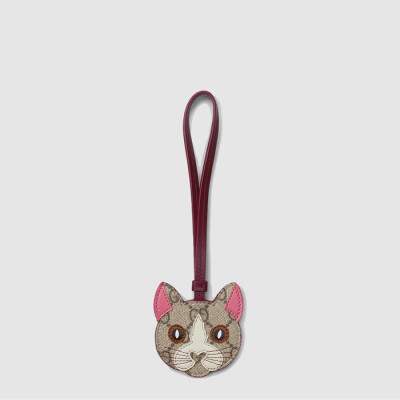 구찌 남/녀 GG 엠블럼 캔버스 고양이 백 참 키체인 - Gucci Unisex Emblem Canvas Key Ring - acc5773x
