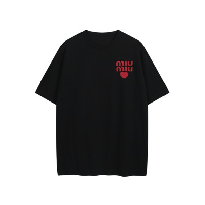 미우미우 남/녀 라운드 반팔 티셔츠 - Miumiu Unisex Round Tshirt - mic6830x