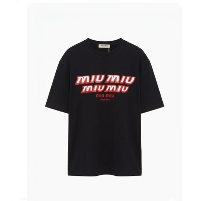 미우미우 남/녀 라운드 반팔 티셔츠 - Miumiu Unisex Round Tshirt - mic6830x
