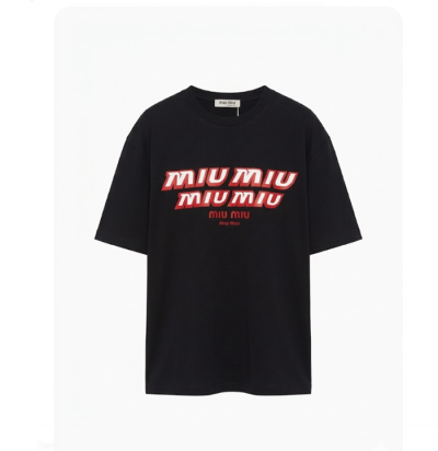 미우미우 남/녀 라운드 반팔 티셔츠 - Miumiu Unisex Round Tshirt - mic6830x