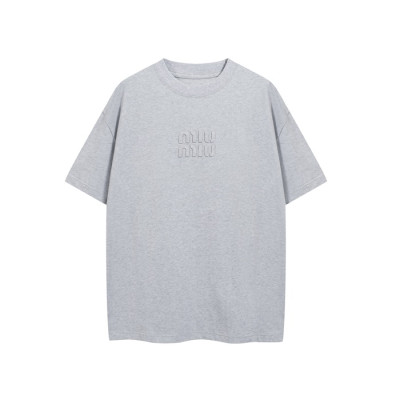 미우미우 남/녀 라운드 반팔 티셔츠 - Miumiu Unisex Round Tshirt - mic6842x