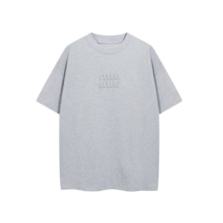 미우미우 남/녀 라운드 반팔 티셔츠 - Miumiu Unisex Round Tshirt - mic6842x