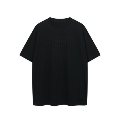 미우미우 남/녀 라운드 반팔 티셔츠 - Miumiu Unisex Round Tshirt - mic6843x