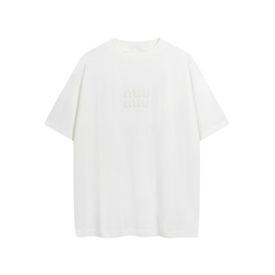 미우미우 남/녀 라운드 반팔 티셔츠 - Miumiu Unisex Round Tshirt - mic6844x