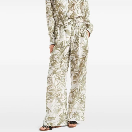 브루넬로쿠치넬리 여성 실크 허바리움 프린트 폰지 파자마 스타일 루즈 팬츠 - Brunello Cucinelli Womens Silk Herbarium Print Pongee Pyjama-style Loose Trousers - brc6911x