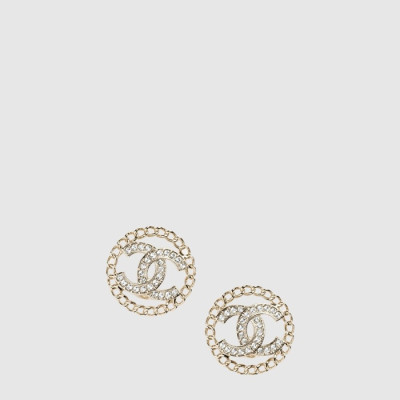 샤넬 여성 CC 스터드 골드 라운드 이어링 - Chanel Womens CC Studded Gold Round Earring - acc5783x