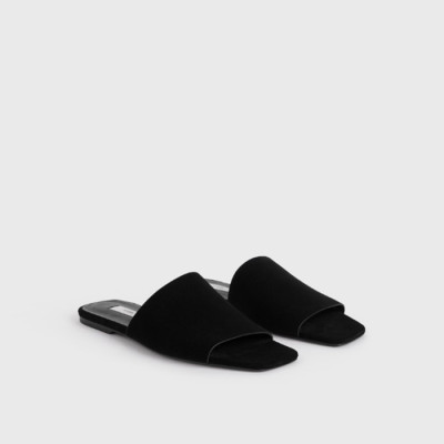 토템 여성 벨루어 레더 방도 슬라이드 - Toteme Womens Velour Leather Bandeau slides - tos5973x