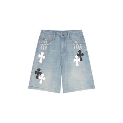 크롬하츠 남성 데님 쇼츠 - Chrom Hearts Mens Denim Shorts - chc7020x