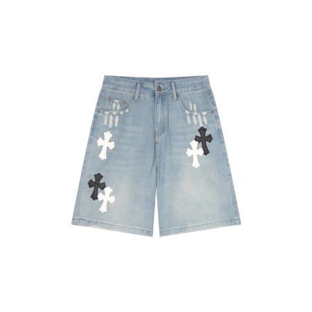 크롬하츠 남성 데님 쇼츠 - Chrom Hearts Mens Denim Shorts - chc7020x