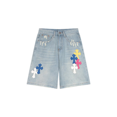 크롬하츠 남성 데님 쇼츠 - Chrom Hearts Mens Denim Shorts - chc7022x