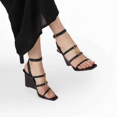 입생로랑 여성 카산드라 웨지 - Saint Laurent Womens Smooth Leather Cassandra Wedge - yss6019x