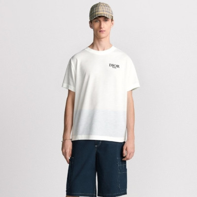 디올 남성 라운드 반팔 티셔츠 - Dior Mens Round Tshirt - dic7246x