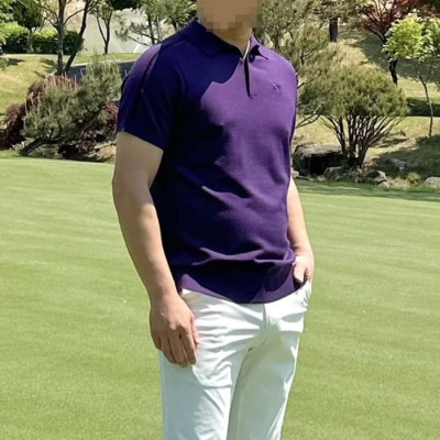 PXG 남성 컬러블럭 원포인트 카라 반팔 티셔츠 - gol1704x