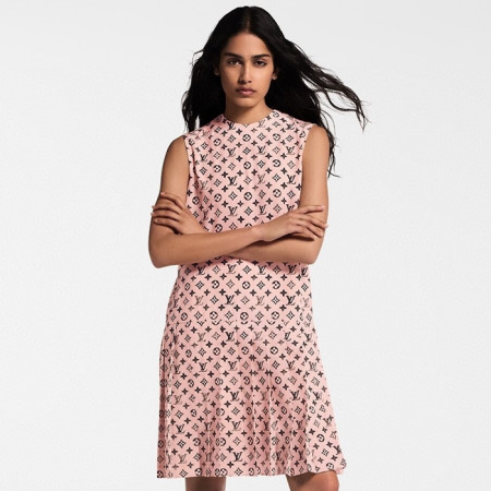 루이비통 여성 워시드 모노그램 플리츠 드레스 - Louis vuitton Womens Washed Monogram Pleated Dress - lvc7342x