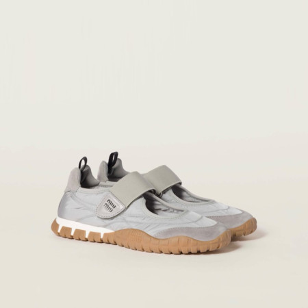 미우미우 여성 타이어 테크니컬 패브릭 스웨이드 발레리나 - Miumiu Womens Tyre Technical Fabric Suede Ballerina - mis6182x