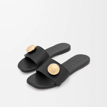 로에베 여성 페블 레더 슬라이드 - Loewe Womens Pebble Leather Slides - los6215x