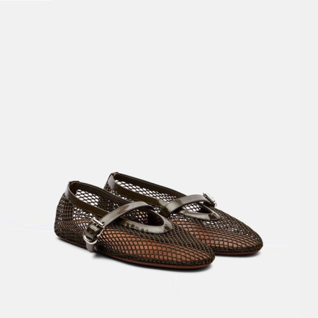 알라이아 여성 피시넷 발레 플랫 슈즈 - Alaia Womens Fishnet Ballet Flat Shoes - als6235x