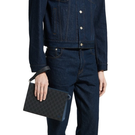 구찌 남성 바이컬러 GG 파우치 - Gucci Mens Bicolor GG pouch - gub6023x