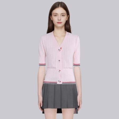 톰브라운 여성 브이넥 니트 반팔티 - Thom Browne Womens V-neck Knit - thc7573x