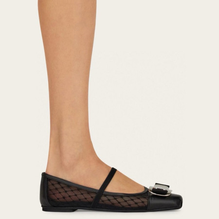 페라가모 여성 뉴 바라 플레이트 발레 플랫 - Salvatore Ferragamo Womens New Bara Plate Ballet Flats - fes6254x