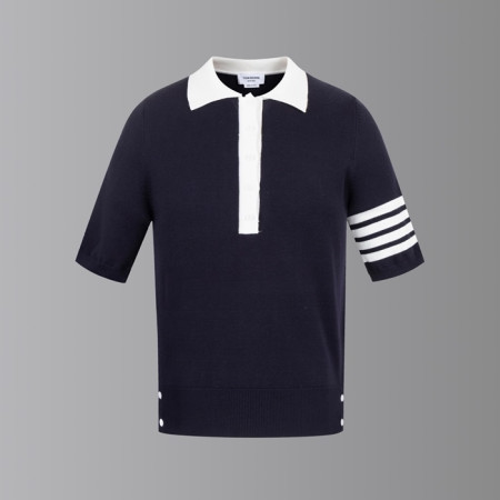 톰브라운 여성 폴로 니트 반팔티 - Thom Browne Womens Polo Knit - thc7665x