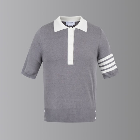톰브라운 여성 폴로 니트 반팔티 - Thom Browne Womens Polo Knit - thc7666x