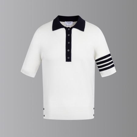 톰브라운 여성 폴로 니트 반팔티 - Thom Browne Womens Polo Knit - thc7667x