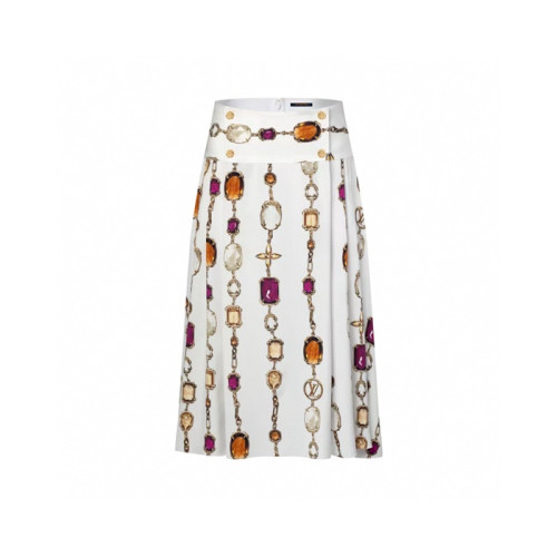 루이비통 여성 네크리스 프린트 미디 스커트 - Louis vuitton Womens Necklace Print Midi Skirt - lvc7706x