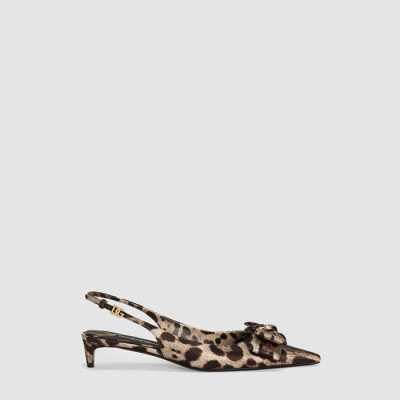 돌체앤가바나 여성 레오파드 프린트 새틴 슬링백 - Dolce&Gabbana Womens Leopard Print Satin Slingback - dos6390x