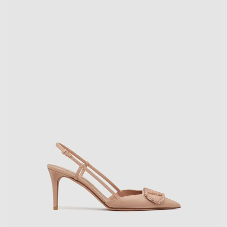 발렌티노 여성 브이로고 시그니처 슬링백 펌프스 - Valentino Womens Calfskin V-Logo Signature Slingback Pumps - vas6690x