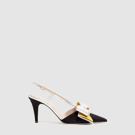 발렌티노 여성 보와우 무아레 패브릭 슬링백 펌프스 - Valentino Womens Bowaou Moire Fabric Slingback Pumps - vas6980x
