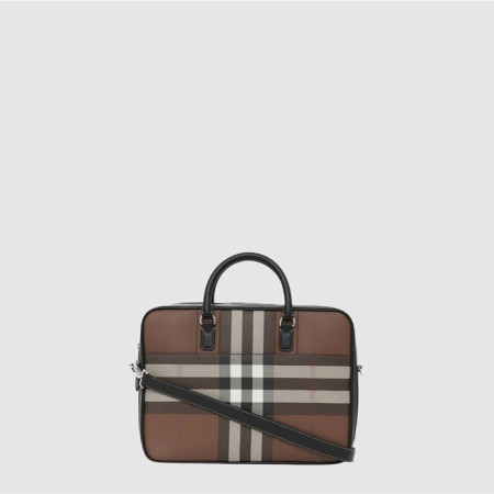 버버리 남성 체크 레더 브리프케이스 - Burberry Mens Check Leather Briefcase - bub9259x