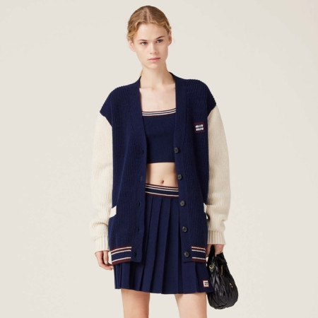 미우미우 여성 브이넥 가디건 - Miumiu Womens V-neck Cardigan - mic7861x