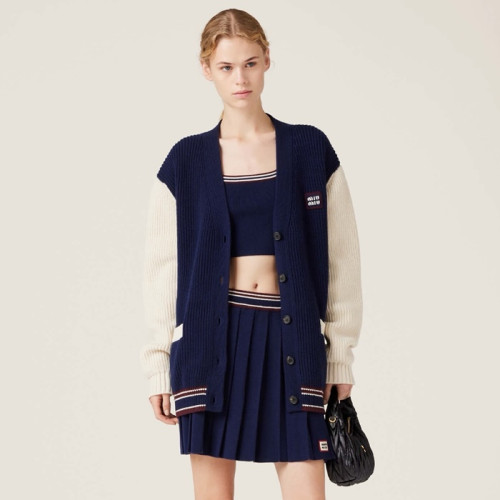 미우미우 여성 브이넥 가디건 - Miumiu Womens V-neck Cardigan - mic7861x