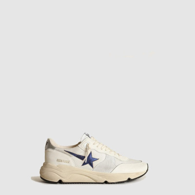 골든구스 남성 블루 라미네이티드 레더 스타 런닝솔 - Golden Goose Mens Blue Laminated Leather Star Running Sole - gos7419x