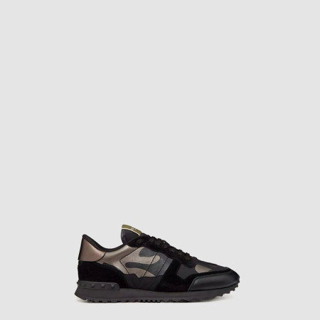 발렌티노 남성 라미네이트 가공 카무플라주 느와르 락러너 스니커즈 - Valentino Mens Laminated Camouflage Noir Rockrunner Sneakers - vas7558x